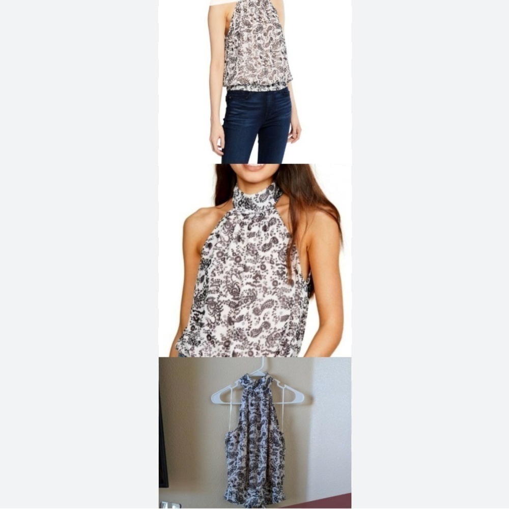 Rebecca Minkoff, Sleeveless Shirt, Black And White Crop Top Summer Size Xl